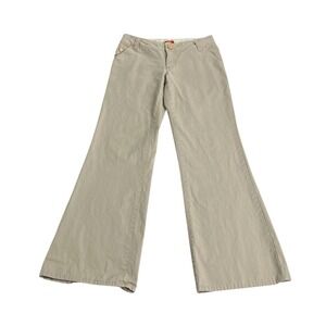 Y2K Mossimo Wide Flare Leg Pants Juniors 5 Beige Khakis Low‎ Rise Flap Pocket